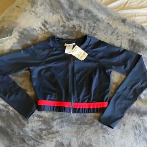 NWT DKNY XS  zip up swim Rashgaurd